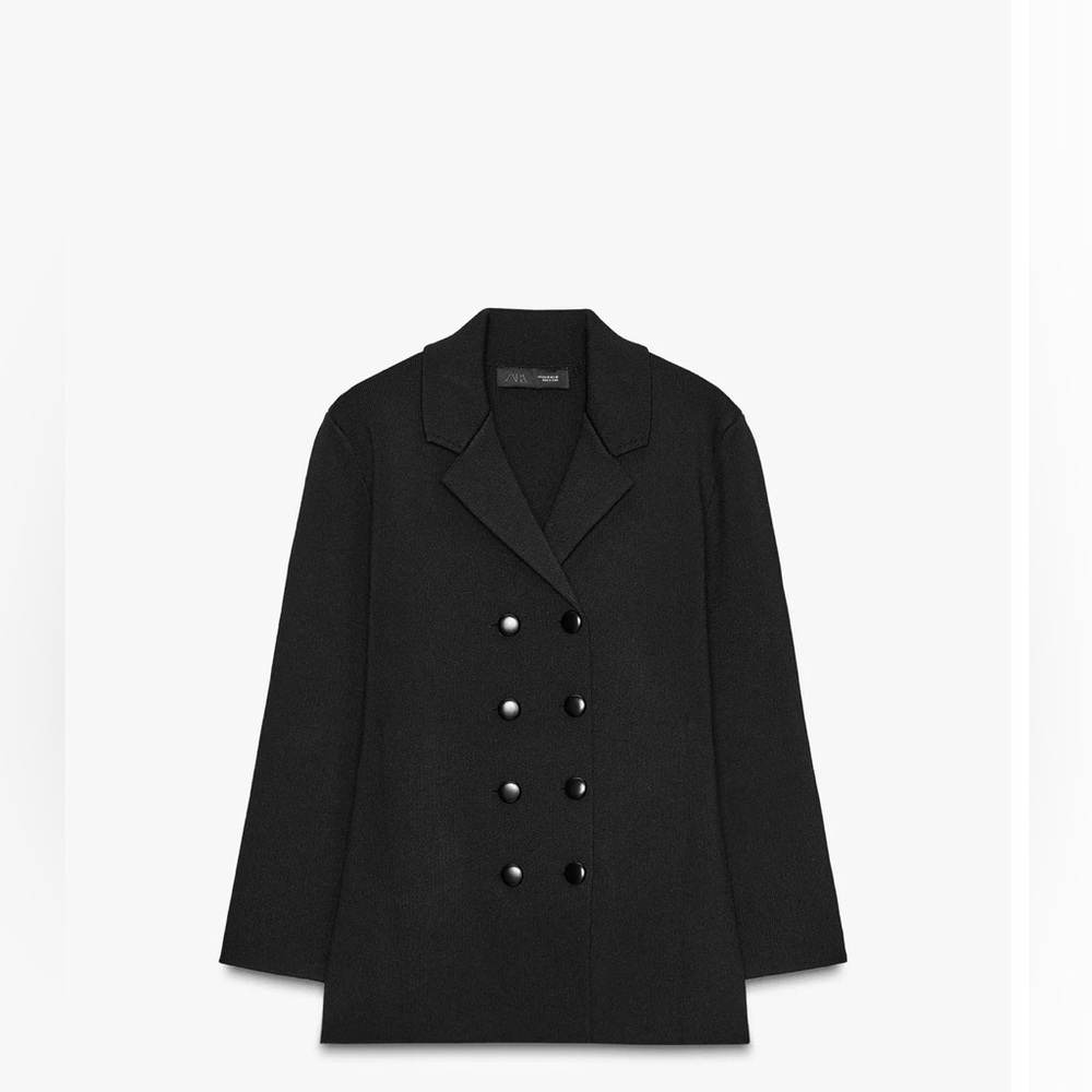 Zara Black Double-Breasted Pea Coat